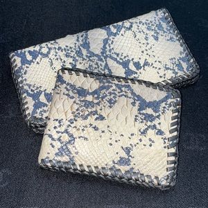 Two piece Leather snake skin wallet -unisex
